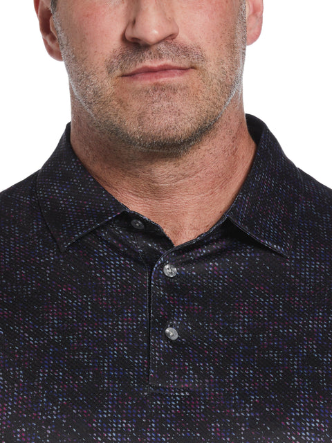 Big & Tall Clustered Geo Print Golf Polo (Caviar) 