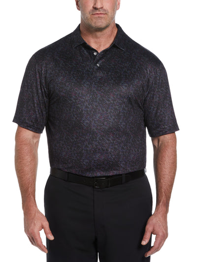 Big & Tall Clustered Geo Print Golf Polo (Caviar) 