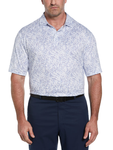 Big & Tall Clustered Geo Print Golf Polo (Bright White) 