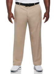 Big & Tall Flat Front Expandable Waistband Pant - Beige