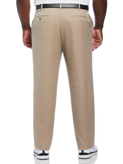 Big & Tall Flat Front Expandable Waistband Pant - Beige