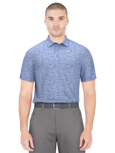 Big & Tall Heather Linear Print Golf Polo