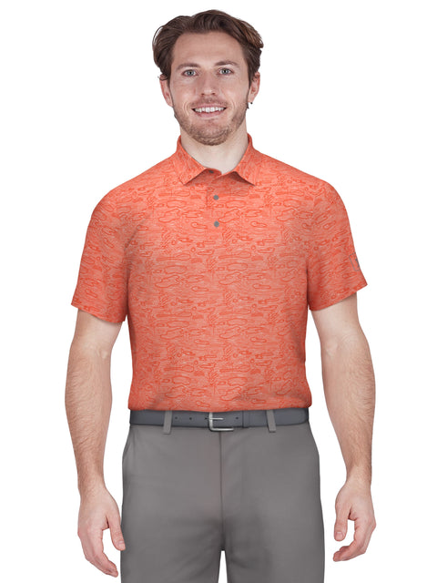 Big & Tall Heather Linear Print Golf Polo