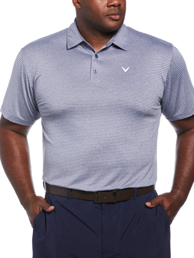 Heather Micro Stripe Golf Polo (Navy Chambry Htr) 