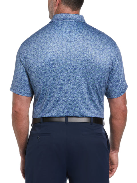 Big & Tall Short Sleeve Stretch Performance Confetti Geo Print Polo  (True Navy) 