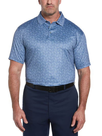 Big & Tall Short Sleeve Stretch Performance Confetti Geo Print Polo  (True Navy) 