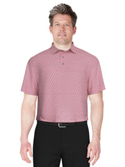 Big & Tall Short Sleeve Stretch Performance Fish Geo Print Polo