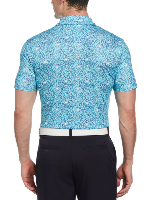 Big & Tall Tropical Cocktail Print Short Sleeve Golf Polo