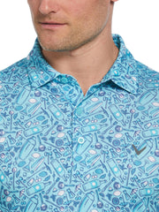 Big & Tall Tropical Cocktail Print Short Sleeve Golf Polo