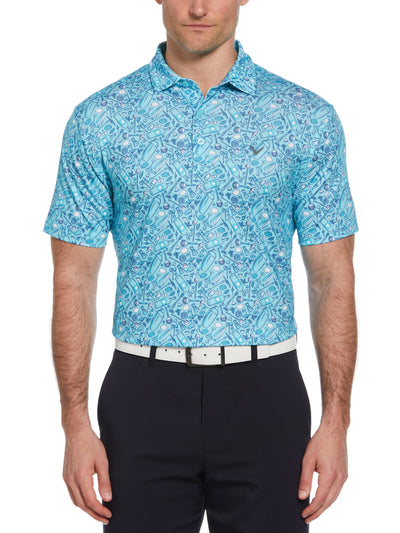 Big & Tall Tropical Cocktail Print Short Sleeve Golf Polo