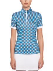 Floral Geo Print Golf Polo (Blue Sea Star) 