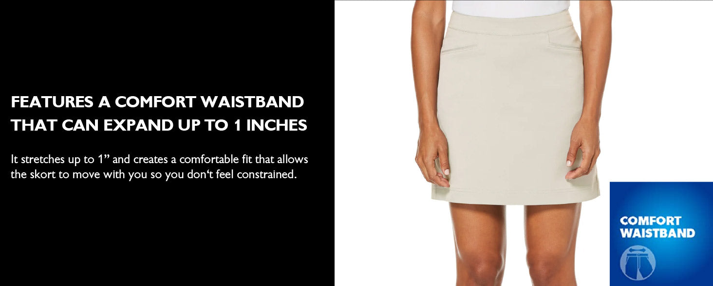 Features a comfort waistband that can expand up to 1 inches