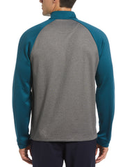 Color Block Fleece 1/4 Zip Raglan Sleeve Pullover Sweater (Corsair Htr) 