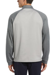 1/4 Zip Raglan Color Block Pullover  (Quiet Gray Heather) 