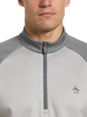 1/4 Zip Raglan Color Block Pullover  (Quiet Gray Heather) 