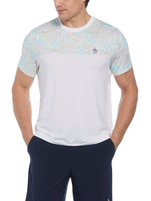 Men's Checkerboard Block Performance Short Sleeve Tennis T-Shirt