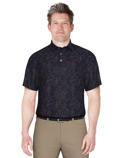 Clustered Geo Print Golf Polo (Caviar) 