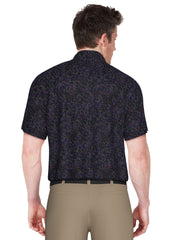 Clustered Geo Print Golf Polo (Caviar) 