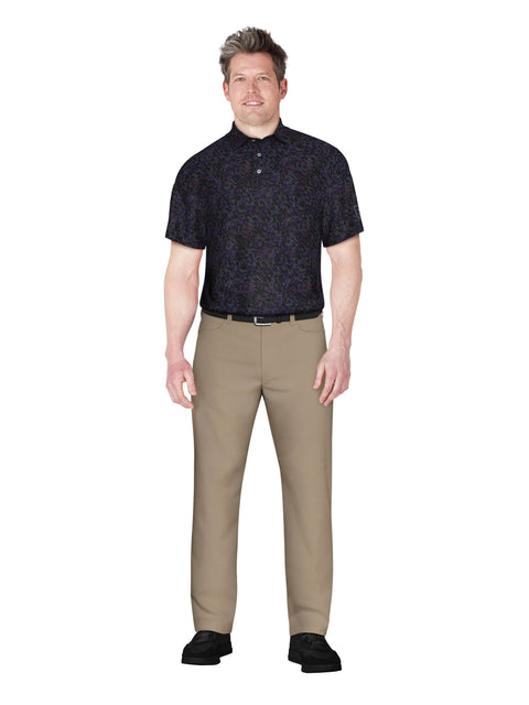 Clustered Geo Print Golf Polo (Caviar) 