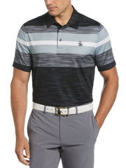 Color Block Engineered Marl Stripe Polo (Caviar) 