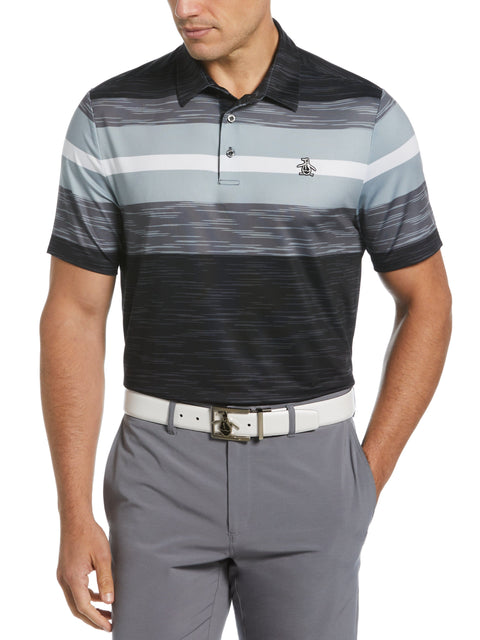 Color Block Engineered Marl Stripe Polo (Caviar) 