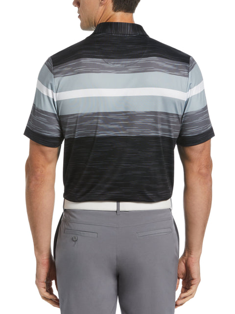 Color Block Engineered Marl Stripe Polo (Caviar) 