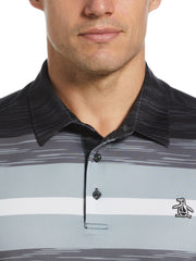 Color Block Engineered Marl Stripe Polo (Caviar) 