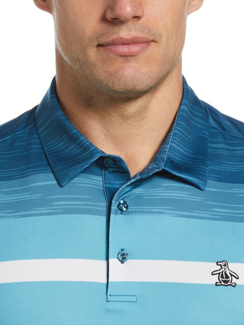 Color Block Engineered Marl Stripe Polo (Corsair) 