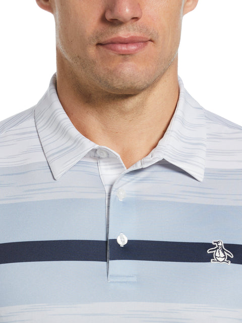 Color Block Engineered Marl Stripe Polo (Bright White) 