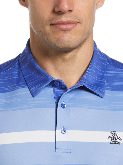 Color Block Engineered Marl Stripe Polo (Amparo Blue) 