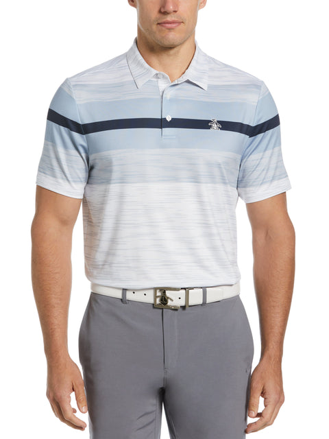 Color Block Engineered Marl Stripe Polo (Bright White) 