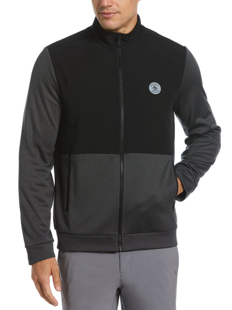 Color Block Fleece Full Zip Jacket (Dark Caviar Heather) 