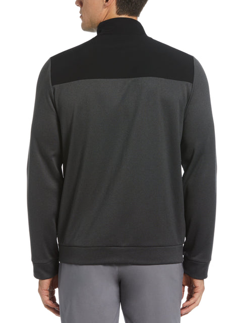 Color Block Fleece Full Zip Jacket (Dark Caviar Heather) 