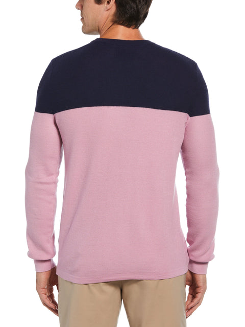 Color Block Long Sleeve Golf Sweater (Gelato Pink) 