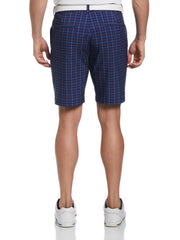 Energy Plaid Print Golf Short with Active Waistband (Peacoat) 