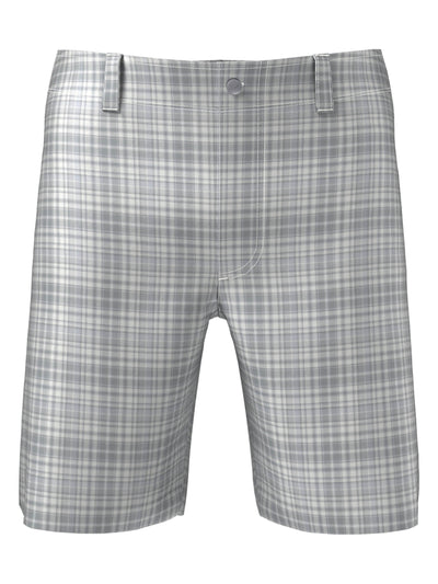 Flat Front Plaid Golf Short (Bright White) 