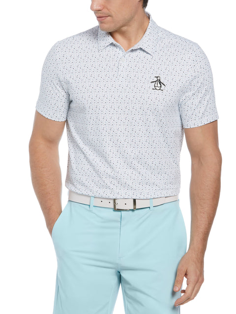 Golf Ball Print Short Sleeve Golf Polo Shirt (Bright White) 