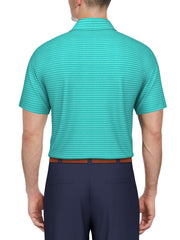 Short Sleeve HEATHER STRIPE FEEDER POLO (Lt Scuba Blu Htr) 