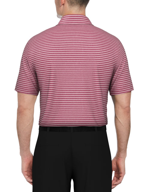 Heather Feeder Stripe Golf Polo (Smoky Aster Htr) 