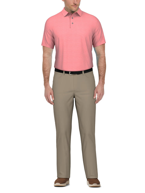 Short Sleeve HEATHER STRIPE FEEDER POLO (Plumeria Htr) 