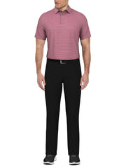 Heather Feeder Stripe Golf Polo (Smoky Aster Htr) 