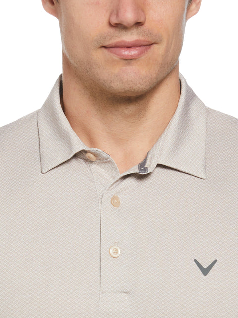 Heather Geo Print Golf Polo (Latte) 