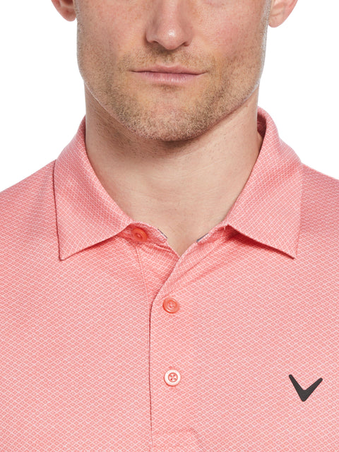 Heather Geo Print Golf Polo (Spiced Coral) 