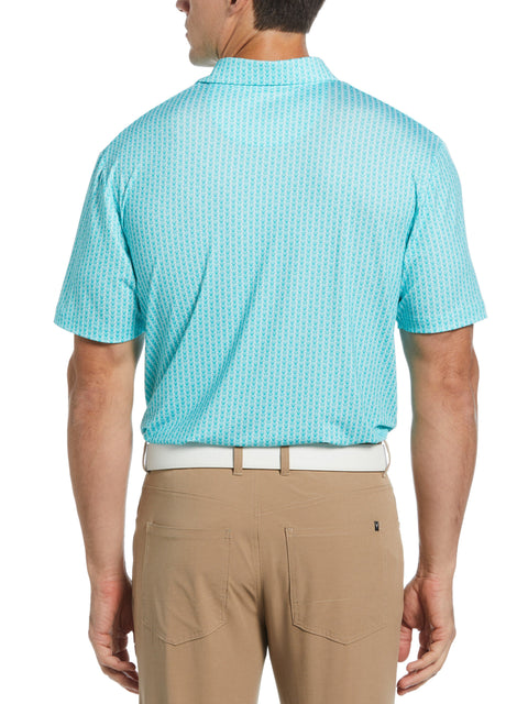 Mens Herringbone Print Polo (Ceramic) 