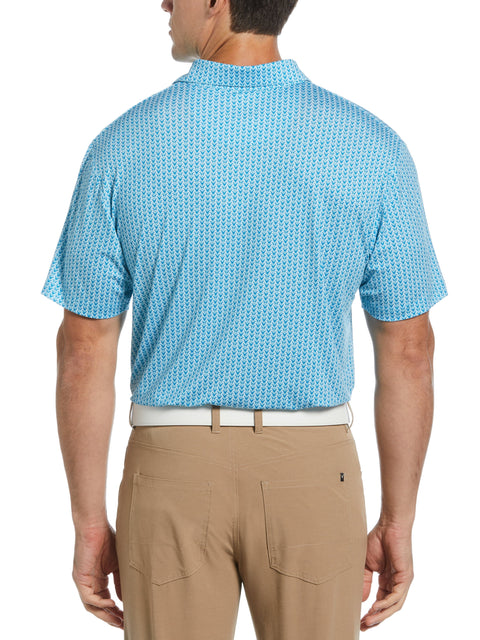 Mens Herringbone Print Polo (Hawaiian Surf) 