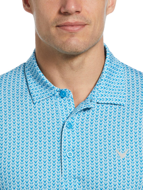 Mens Herringbone Print Polo (Hawaiian Surf) 