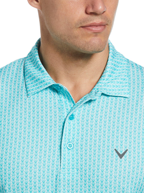 Mens Herringbone Print Polo (Ceramic) 