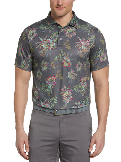 Hibiscus Roadmap Print Golf Polo (Iron Gate) 