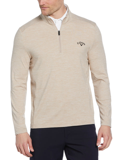 Lightweight 1/4 Zip Golf Pullover (Khaki Htr) 