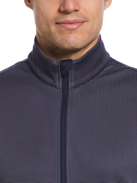 Micro Jacquard Full Zip Golf Vest (Peacoat) 